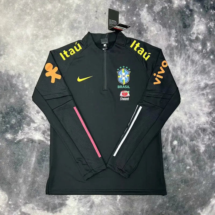 Pull Zippé Noire Brésil – Édition Drip Seleção - 2XS / Noir / Unisexe