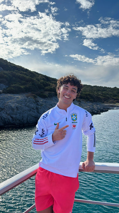 Pull Zippé Blanc Brésil – Édition Drip Seleção