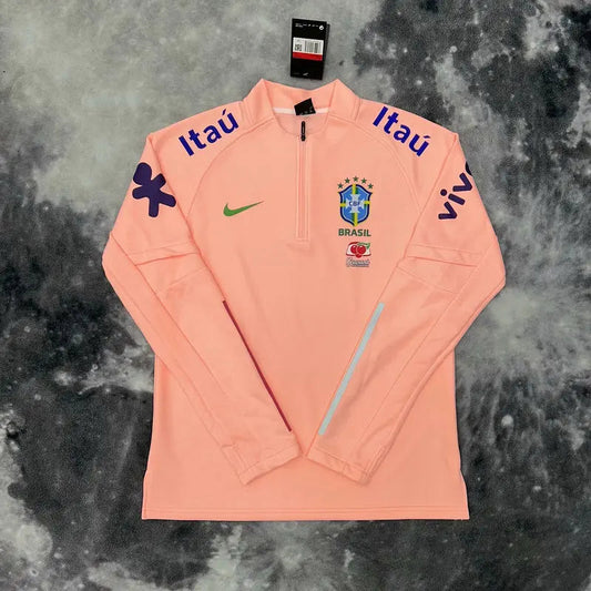 Pull Zippé Rose Saumon Brésil – Édition Drip Seleção